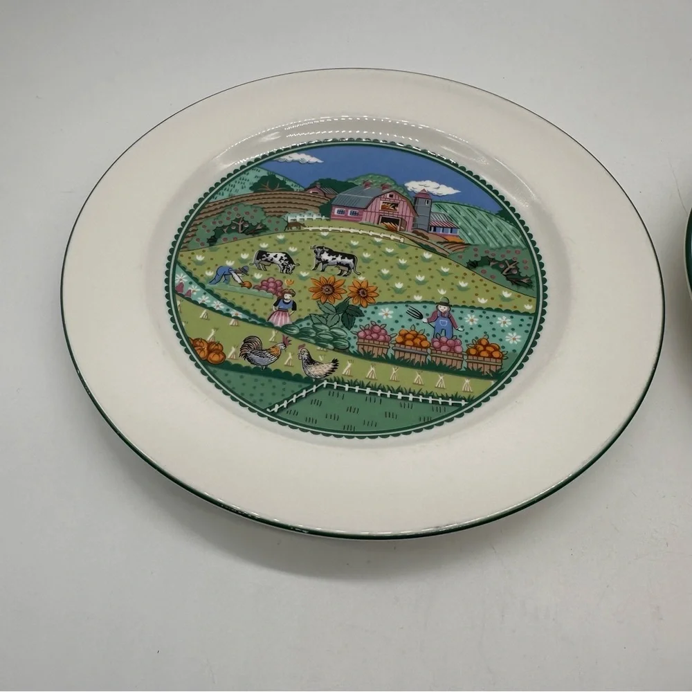 Noritake 2 Vintage Impromptu Country Fences Pattern 7920 Ceramic Salad Plates